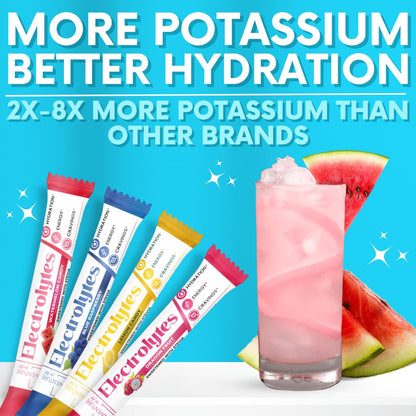 My Adventure to Fit Electrolytes Powder Packets – 16 Sugar-Free Hydration Packets, Potassium Supplement, Watermelon Candy, Blue Raspberry, Lemon Candy, Dragon Fruit - Maple Wellness Supplements