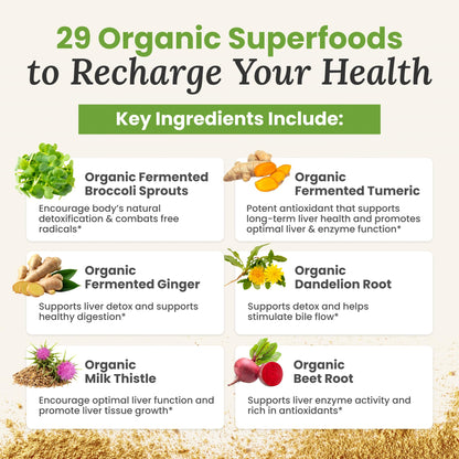 Myers Detox Daily Detox Greens Powder, Organic Superfood Supplement for Detox, Gut Health, Energy, Immune Support, Overall Wellness, Gluten Free Multivitamin Drink Mix, - Maple Wellness Supplements