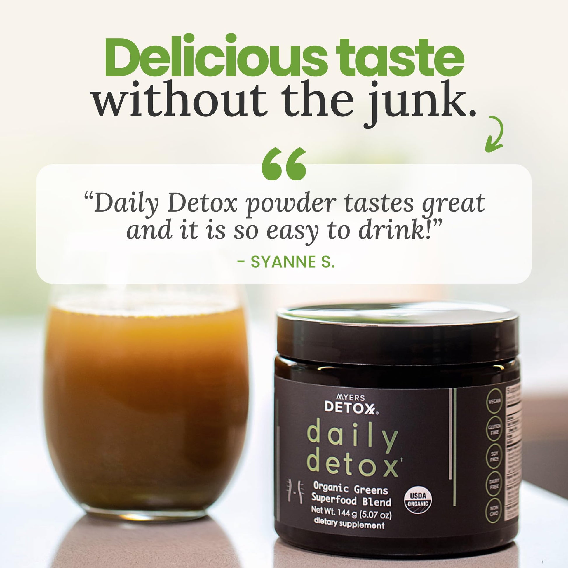Myers Detox Daily Detox Greens Powder, Organic Superfood Supplement for Detox, Gut Health, Energy, Immune Support, Overall Wellness, Gluten Free Multivitamin Drink Mix, - Maple Wellness Supplements