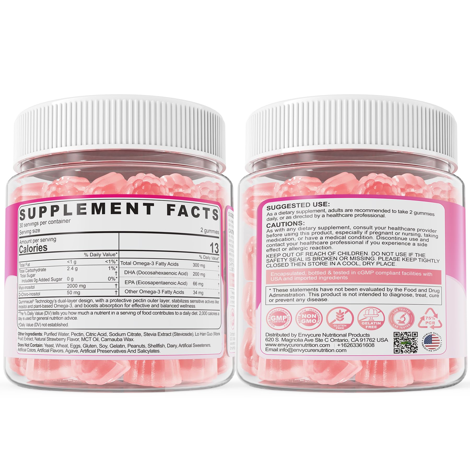 Myo-Inositol & D-Chiro Ideal 40:1, Inositol + Omega-3(3:1) Gummies, Hormone Balance for Women | Sugar Free Inositol Gummies w/Omega 3 DHA:EPA (3:1), Inositol Supplement for Cycle Health, Vegan, 60 Ct - Maple Wellness Supplements
