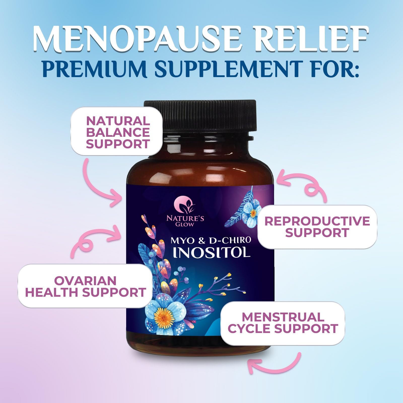Myo-Inositol & D-Chiro Inositol 1025mg - 40:1 Ideal Ratio for Ovarian Support, Vegan Myo & D Chiro Supplement for Women's Natural Balance and Hormone Support, Vitamin B8, Non-GMO - 120 Capsules - Maple Wellness Supplements