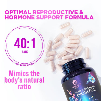 Myo-Inositol & D-Chiro Inositol Blend - 30 Day Supply, Premium 40:1 Ratio, Hormone Sup - Maple Wellness Supplements