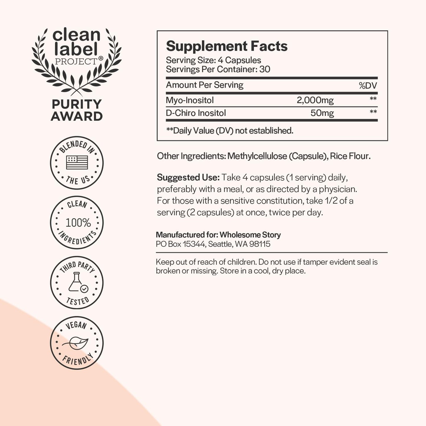 Myo-Inositol & D-Chiro Inositol Blend Capsule | 30-Day Supply | Most Beneficial 40:1 Ratio - Maple Wellness Supplements