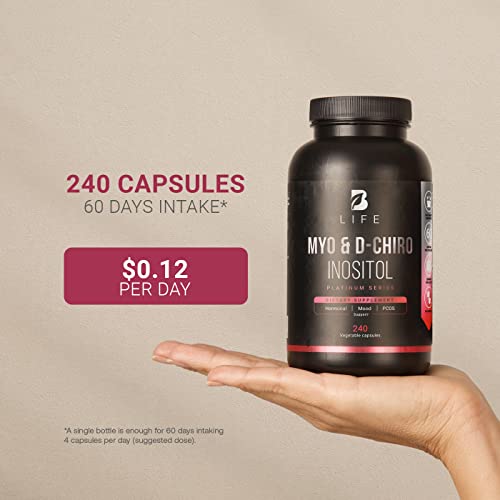 Myo-Inositol & D-Chiro Inositol by B Life - 240 Capsules | Made in USA | 40:1 Ratio - Maple Wellness Supplements