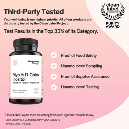 Myo-Inositol & D-Chiro Inositol Capsules with MTHF, Folate, Vitamin D| Support - Maple Wellness Supplements