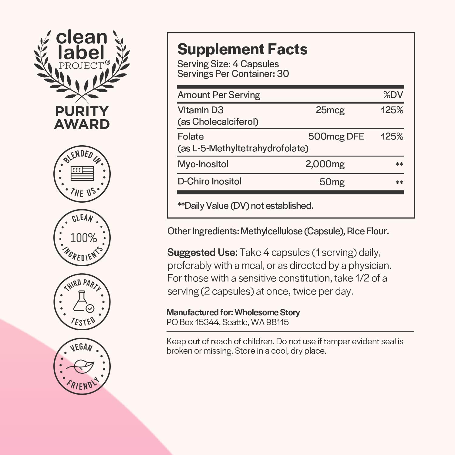 Myo-Inositol & D-Chiro Inositol Capsules with MTHF, Folate, Vitamin D| Support for Ovarian Function, Hormone Balance, & Homocysteine Levels | Fertility Supplements for Women | 40:1 Ratio - Maple Wellness Supplements