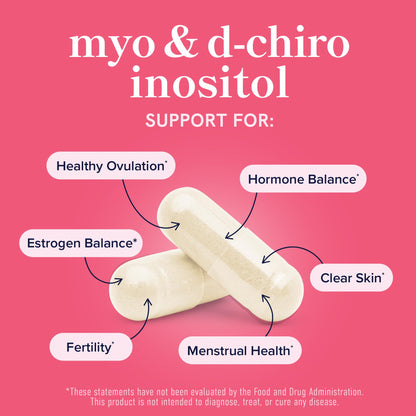 Myo-Inositol & D-Chiro Inositol for Hormone Balance for Women | Fertility, Ovarian Health & Cycle Support | Ideal 40:1 Ratio, Myoinositol 2000mg & D Chiro 50mg - Maple Wellness Supplements