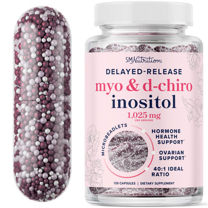 Myo-Inositol & D-Chiro Inositol for Hormone Balance for Women | Microbeadlets to Regulate Menstrual Cycle & Support Ovarian Health | 40:1 Ratio Myo & D Chiro | Non-GMO | 120 Ct (1 Month Supply) - Maple Wellness Supplements