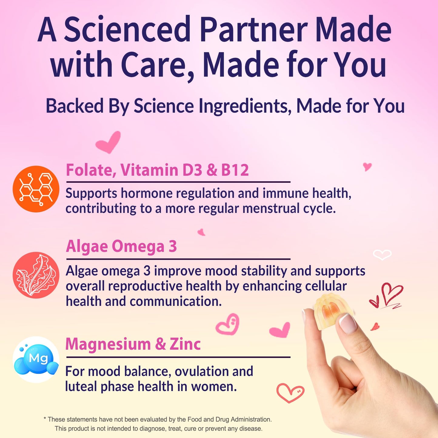 Myo-Inositol & D-Chiro Inositol, Hormone Balance for Women | Sugar Free Inositol Gummies w/Omega 3, MTHF Folate, Vitamin D3, B12, Magnesium & Zinc for Ovarian Health, Ideal 40:1 Ratio, Vegan, 60 Cts - Maple Wellness Supplements