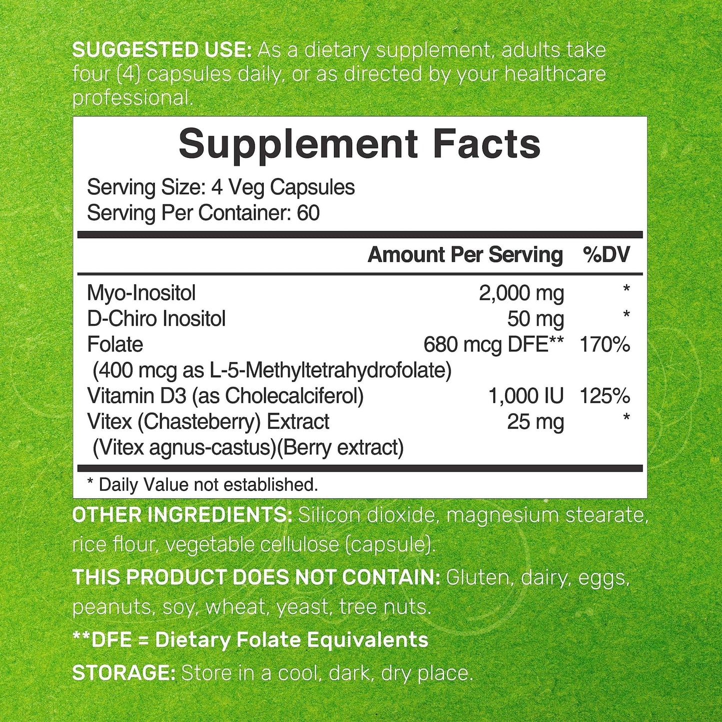 Myo-Inositol & D-Chiro Inositol Supplement (40:1) 2,050mg Per Serving, 240 Veggie Cap - Maple Wellness Supplements