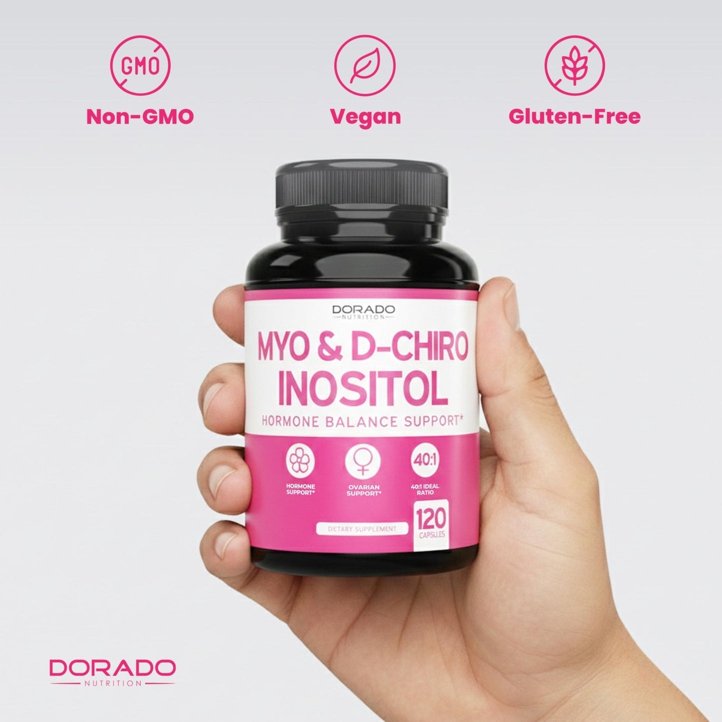 Myo-Inositol & D-Chiro Inositol Supplement For Women (120 Capsules, 2050mg Per Serving Ideal 40:1 Ratio Myo Inositol) Hormone Balance for Women - Third Party Tested - Maple Wellness Supplements