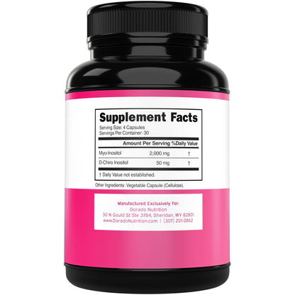 Myo-Inositol & D-Chiro Inositol Supplement For Women (120 Capsules, 2050mg Per Serving Ideal 40:1 Ratio Myo Inositol) Hormone Balance for Women - Third Party Tested - Maple Wellness Supplements