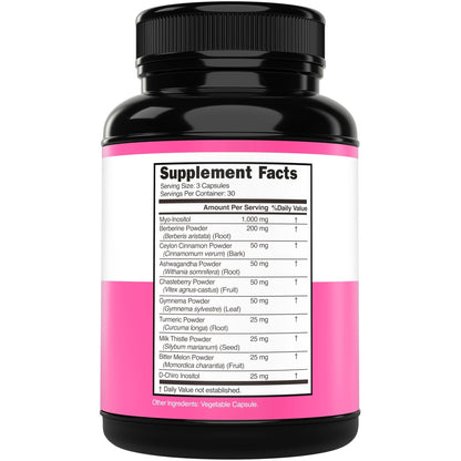 Myo-Inositol & D-Chiro Inositol Supplement For Women (90 Capsules, 40:1 Ratio Myo Inositol) Hormone Balance for Women - 10 in 1 Formula - Third Party Tested, Vegan Safe & USA Made - (90 Count) - Maple Wellness Supplements