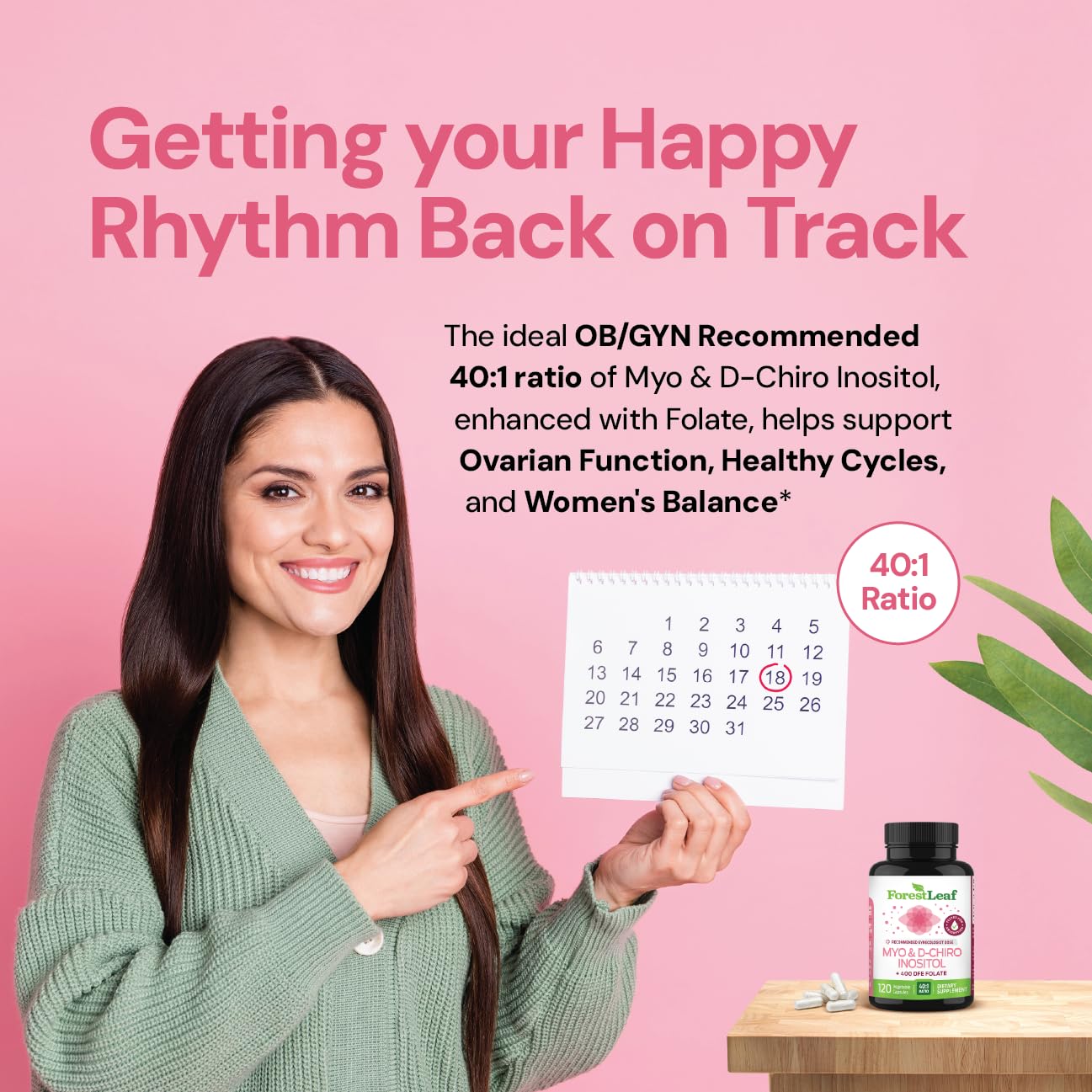 Myo-Inositol & D-Chiro Inositol Supplement for Women's Health | Fertility Supplements Women | Inositol 40:1 Ratio Support Ovarian Function & Healthy Hormone Balance Women | 2050mg | 120 Powder Caps - Maple Wellness Supplements