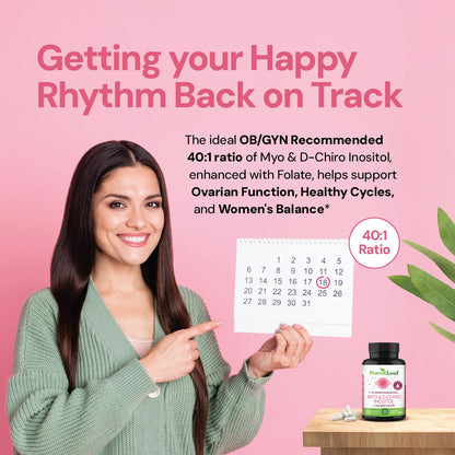 Myo-Inositol & D-Chiro Inositol Supplement for Women's Health | Fertility Supplements Women | Inositol 40:1 Ratio Support Ovarian Function & Healthy Hormone Balance Women | 2050mg | 120 Powder Caps - Maple Wellness Supplements