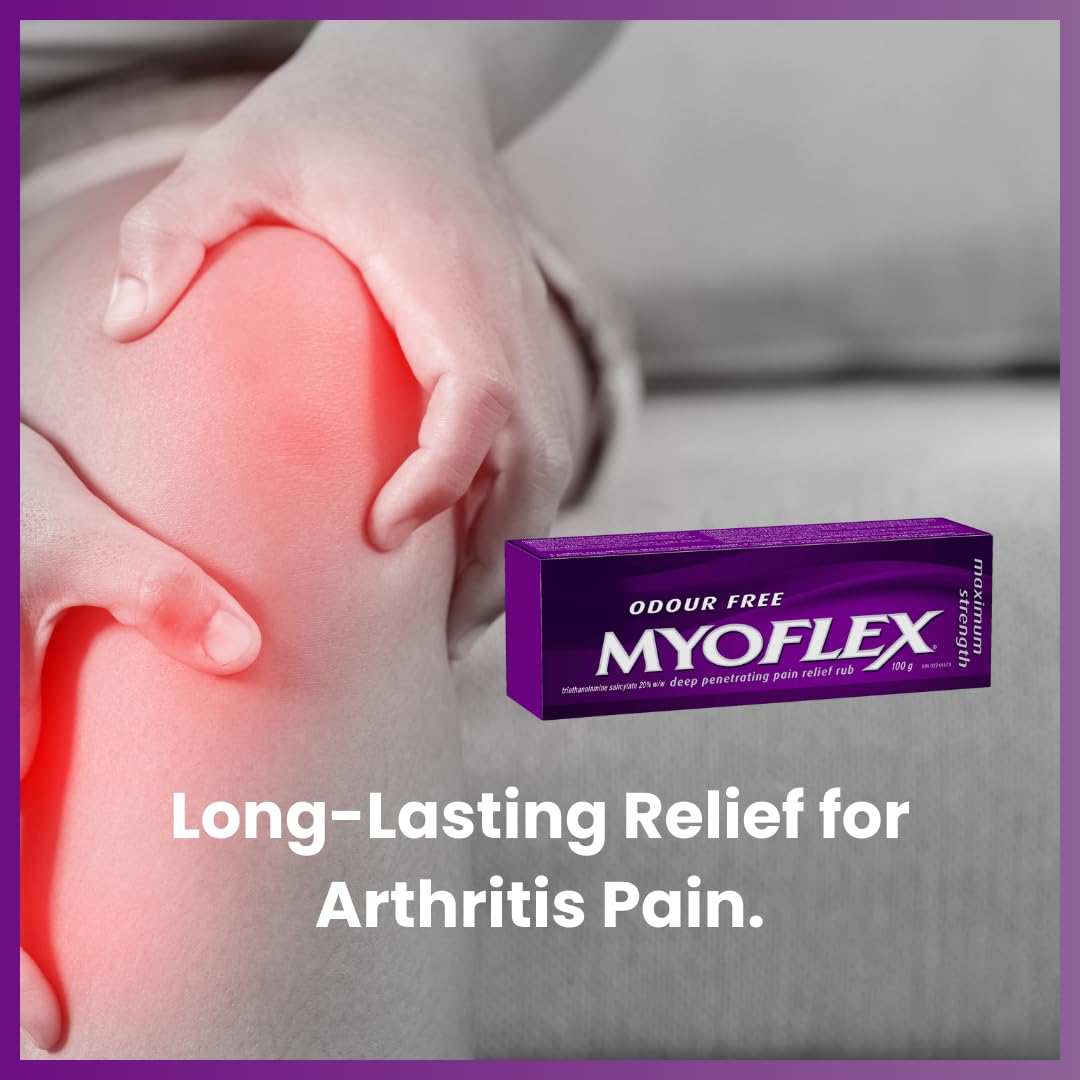 Myoflex Pain Relief Rub | Odourless | Provides Deep Penetrating Relief of Muscle Soreness & Joint Pain | Menthol Free | Stain Free | Non-Greasy | Great for Ages 2+ | 100 Grams (Maximum Strength) - Maple Wellness Supplements