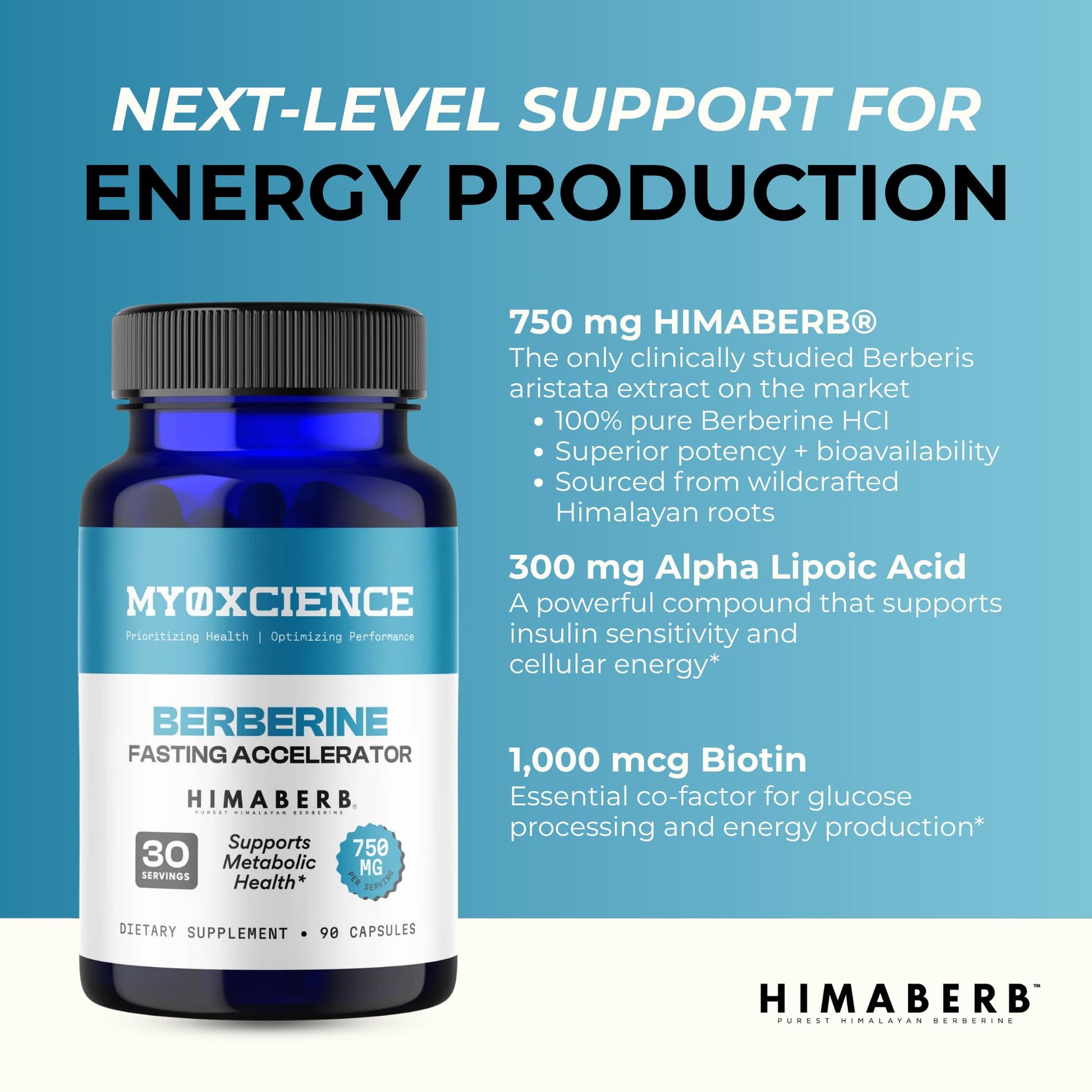 MYOXCIENCE Berberine Fasting Accelerator | Himaberb Berberine HCL with ALA (Alpha Lipoic Acid) and Biotin (90 Capsules) - Maple Wellness Supplements