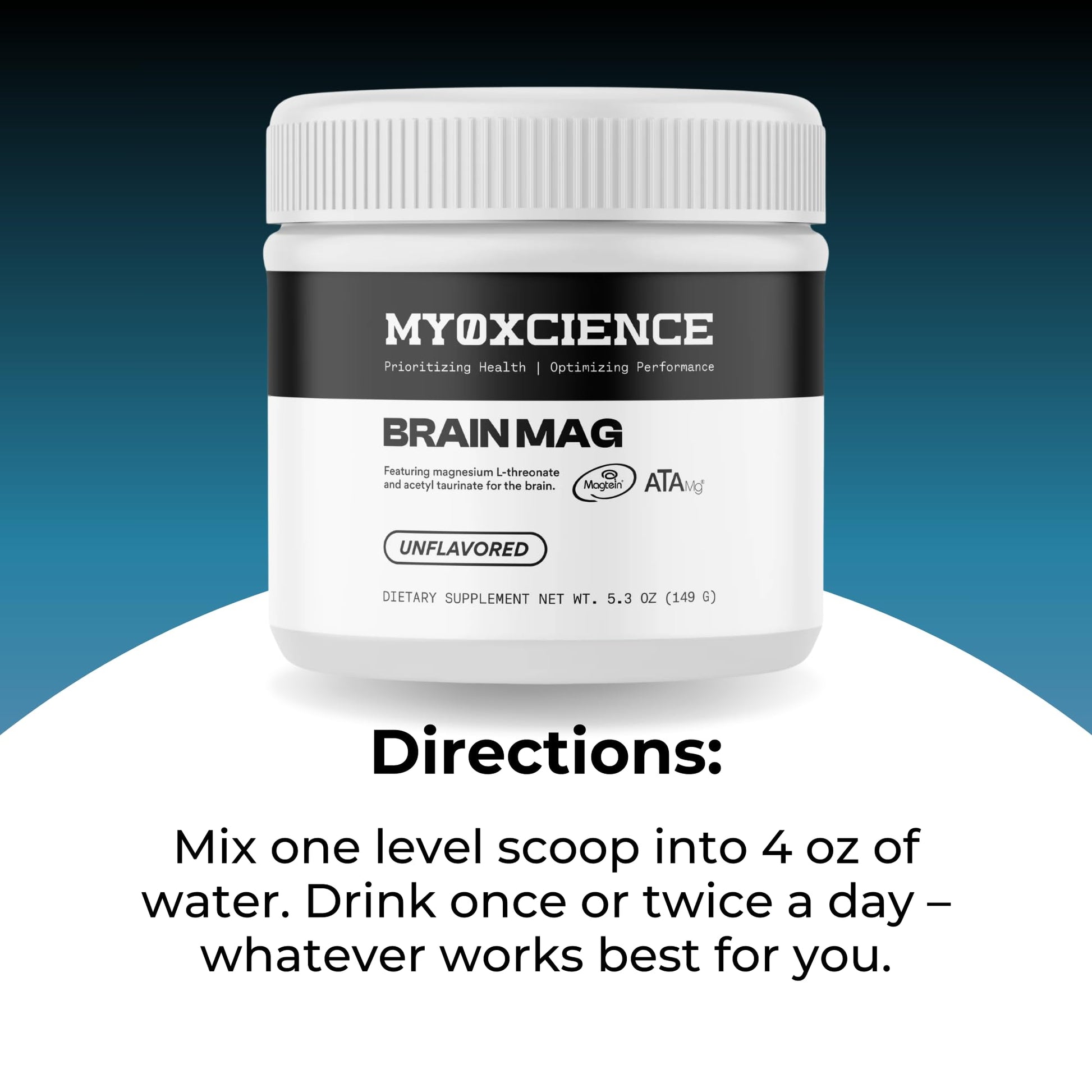 MYOXCIENCE Brain Mag | Magnesium L-Threonate Magtein & Magnesium Glycinate Powder (Unflavored) (60 Servings) - Maple Wellness Supplements