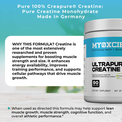 MYOXCIENCE Creapure® Creatine | 5 Grams German Creatine Monohydrate Per Serving | Supports Muscle Performance, Lean Body Mass, & Cognition (90 Serving Jar) - Maple Wellness Supplements