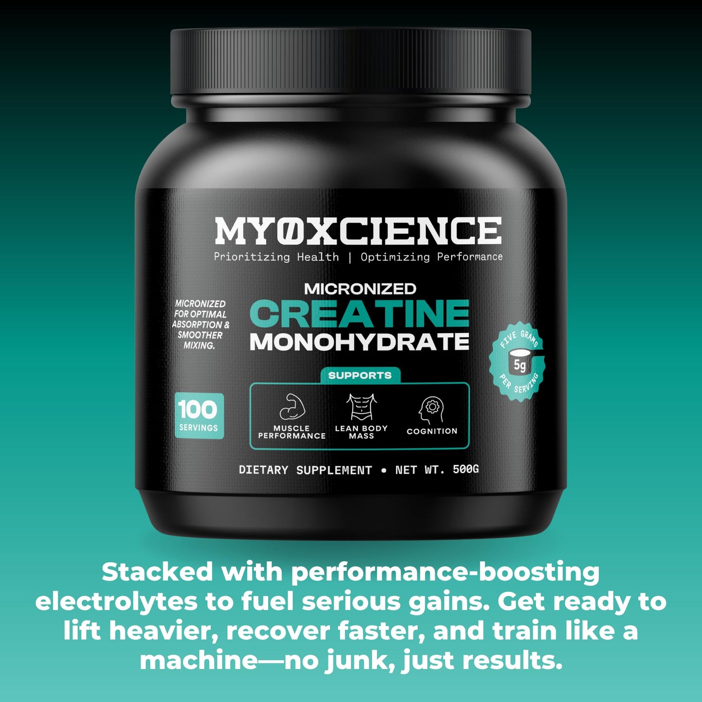 MYOXCIENCE Micronized Creatine | Supports Muscle Performance, Lean Body Mass, & Cognition | 100 Servings - Maple Wellness Supplements