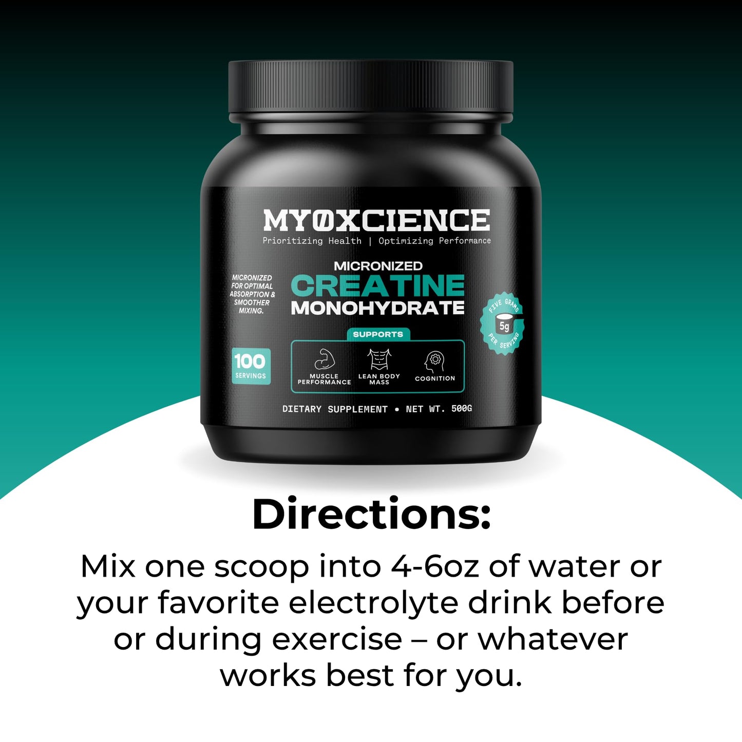 MYOXCIENCE Micronized Creatine | Supports Muscle Performance, Lean Body Mass, & Cognition | 100 Servings - Maple Wellness Supplements