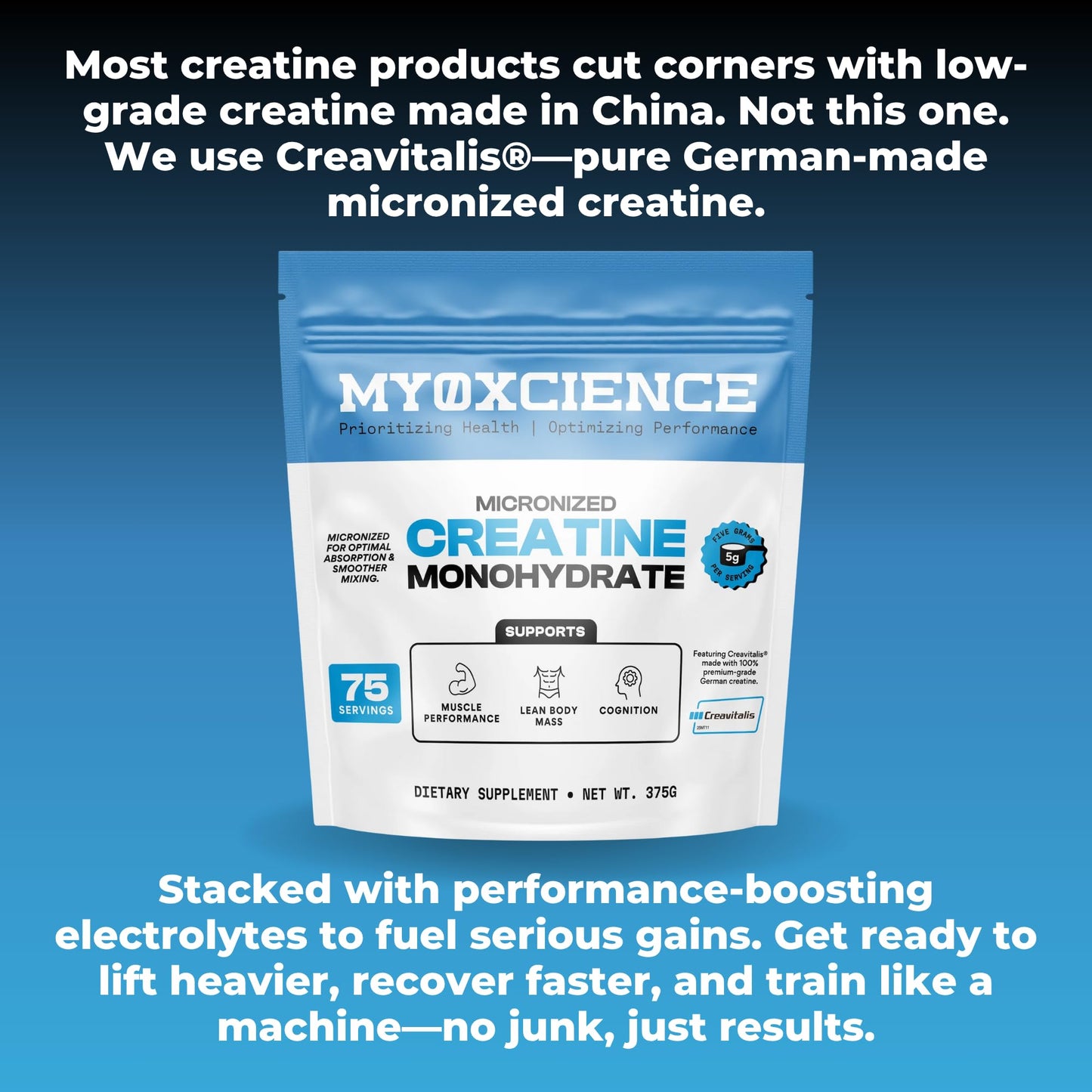 MYOXCIENCE Micronized Creavitalis Creatine | The World’s Purest Micronized Form of Creatine Monohydrate | Supports Muscle Performance - Maple Wellness Supplements