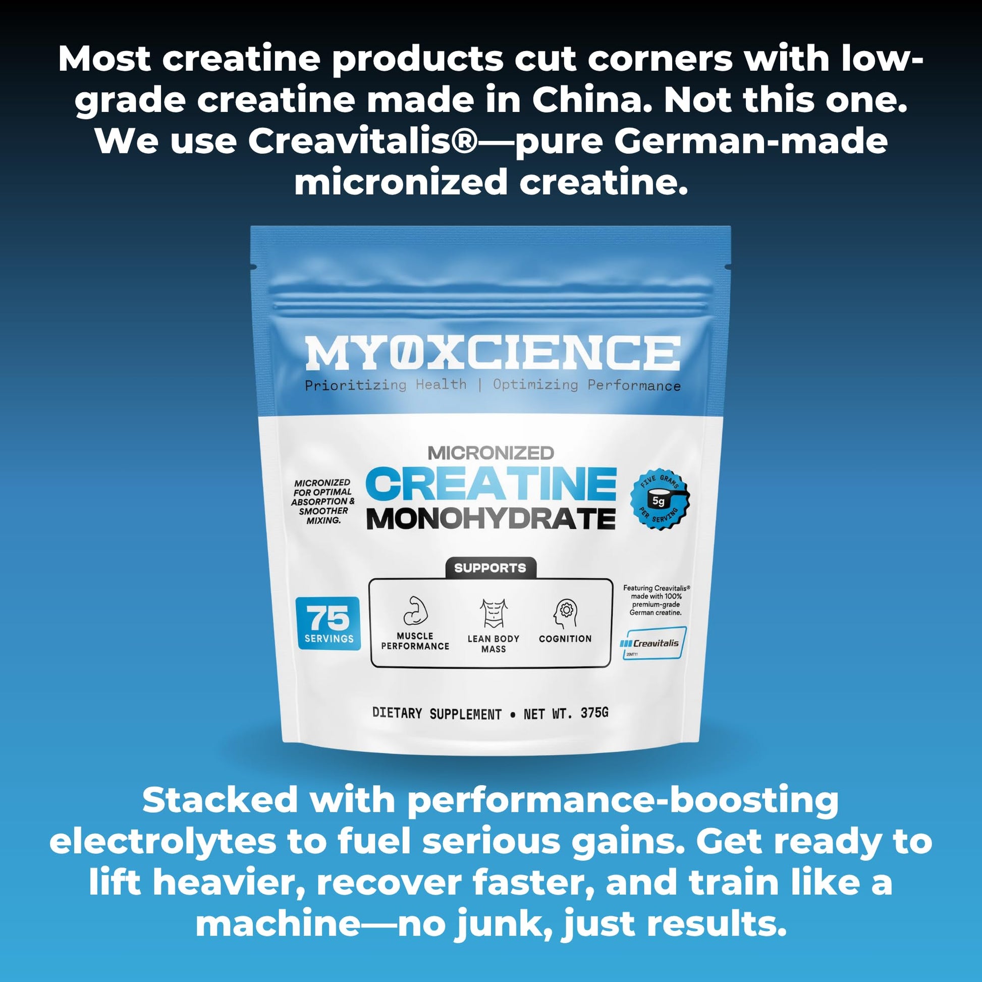 MYOXCIENCE Micronized Creavitalis Creatine | The World’s Purest Micronized Form of Creatine Monohydrate | Supports Muscle Performance - Maple Wellness Supplements