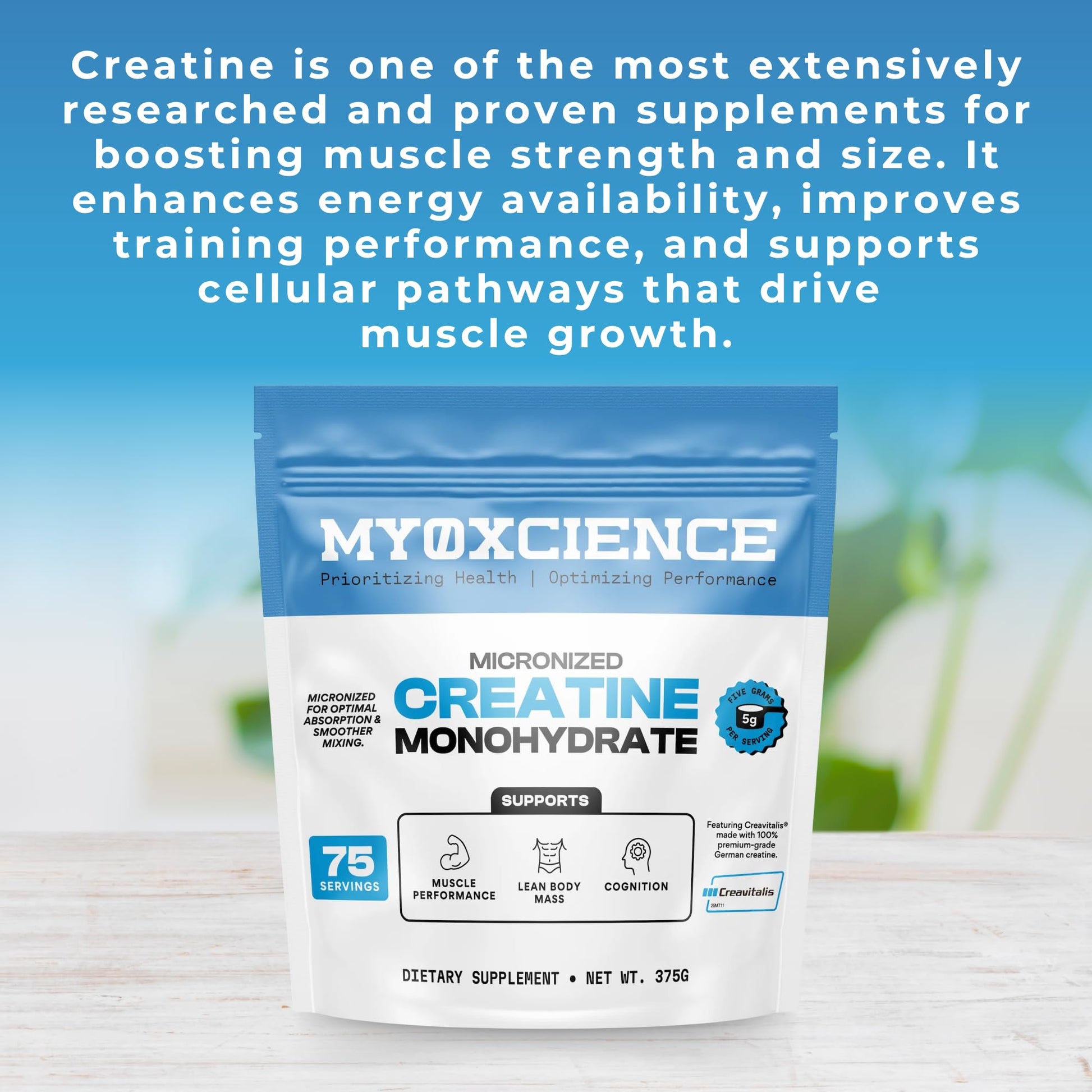 MYOXCIENCE Micronized Creavitalis Creatine | The World’s Purest Micronized Form of Creatine Monohydrate | Supports Muscle Performance - Maple Wellness Supplements