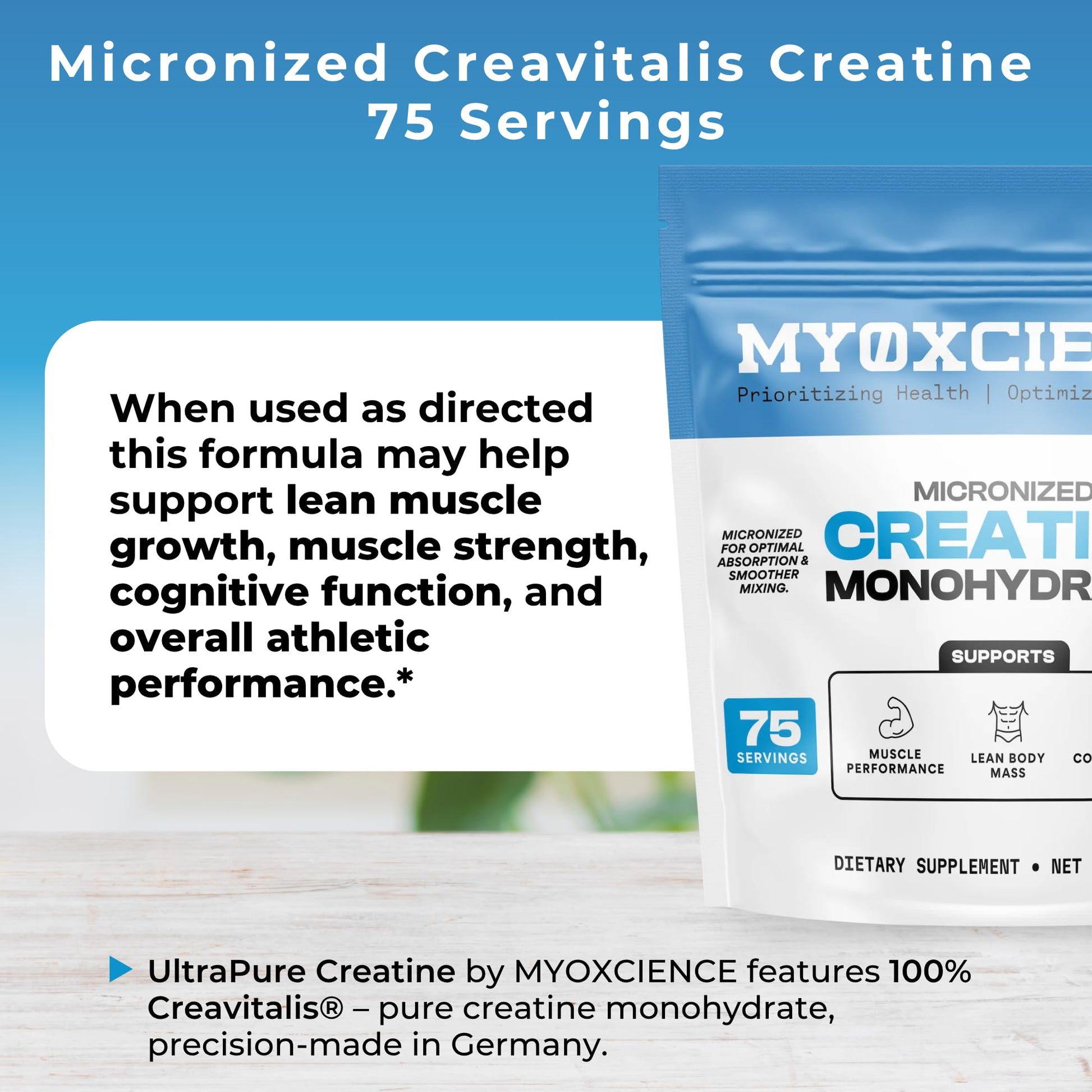 MYOXCIENCE Micronized Creavitalis Creatine | The World’s Purest Micronized Form of Creatine Monohydrate | Supports Muscle Performance - Maple Wellness Supplements