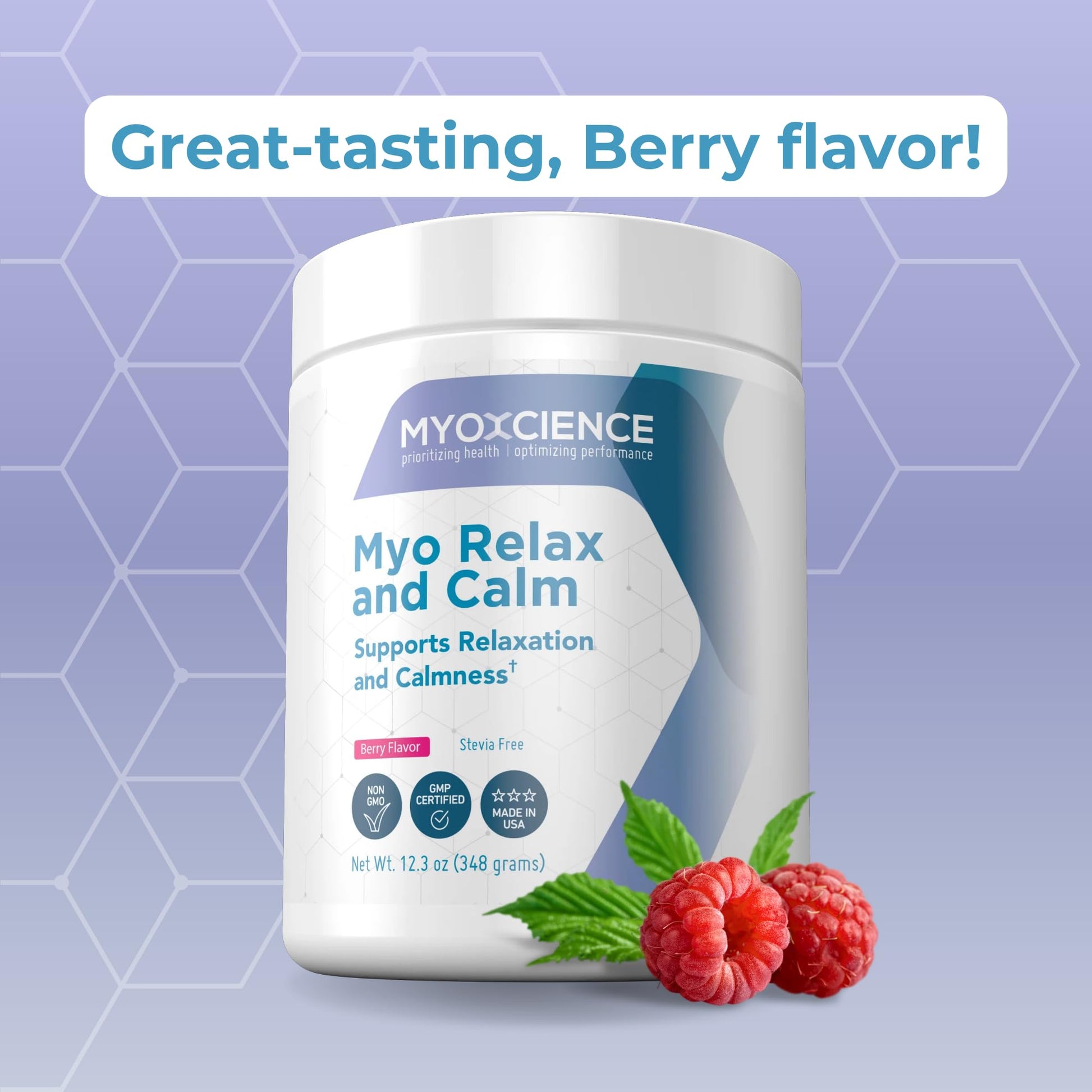 MYOXCIENCE Myo Relax & Calm | Myo-Inositol, L-Theanine, Taurine, Magnesium & GABA | Supports Sleep, Neurotransmitter & Hormone Support (Berry Flavor) (60 Servings) - Maple Wellness Supplements