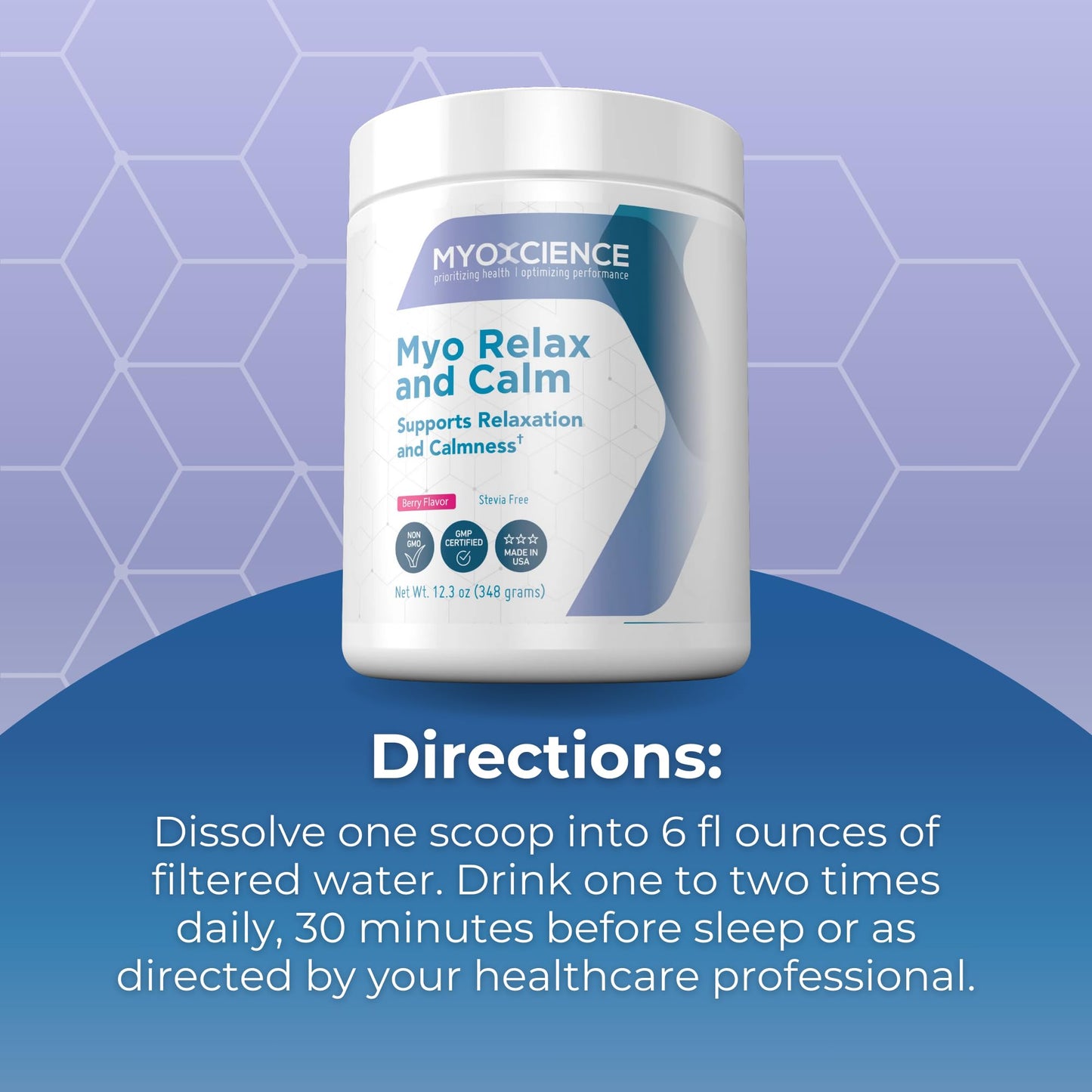 MYOXCIENCE Myo Relax & Calm | Myo-Inositol, L-Theanine, Taurine, Magnesium & GABA | Supports Sleep, Neurotransmitter & Hormone Support (Berry Flavor) (60 Servings) - Maple Wellness Supplements