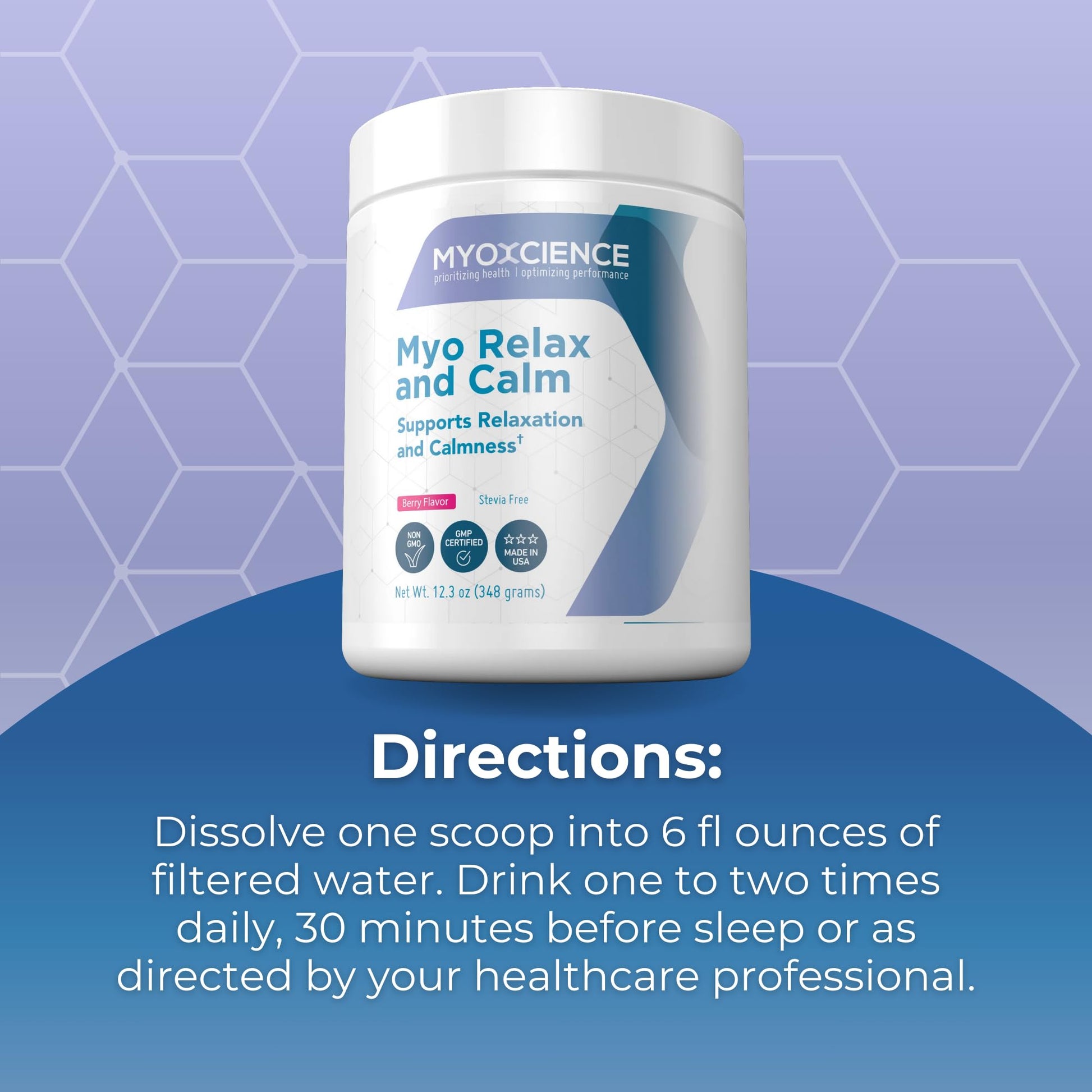 MYOXCIENCE Myo Relax & Calm | Myo-Inositol, L-Theanine, Taurine, Magnesium & GABA | Supports Sleep, Neurotransmitter & Hormone Support (Berry Flavor) (60 Servings) - Maple Wellness Supplements