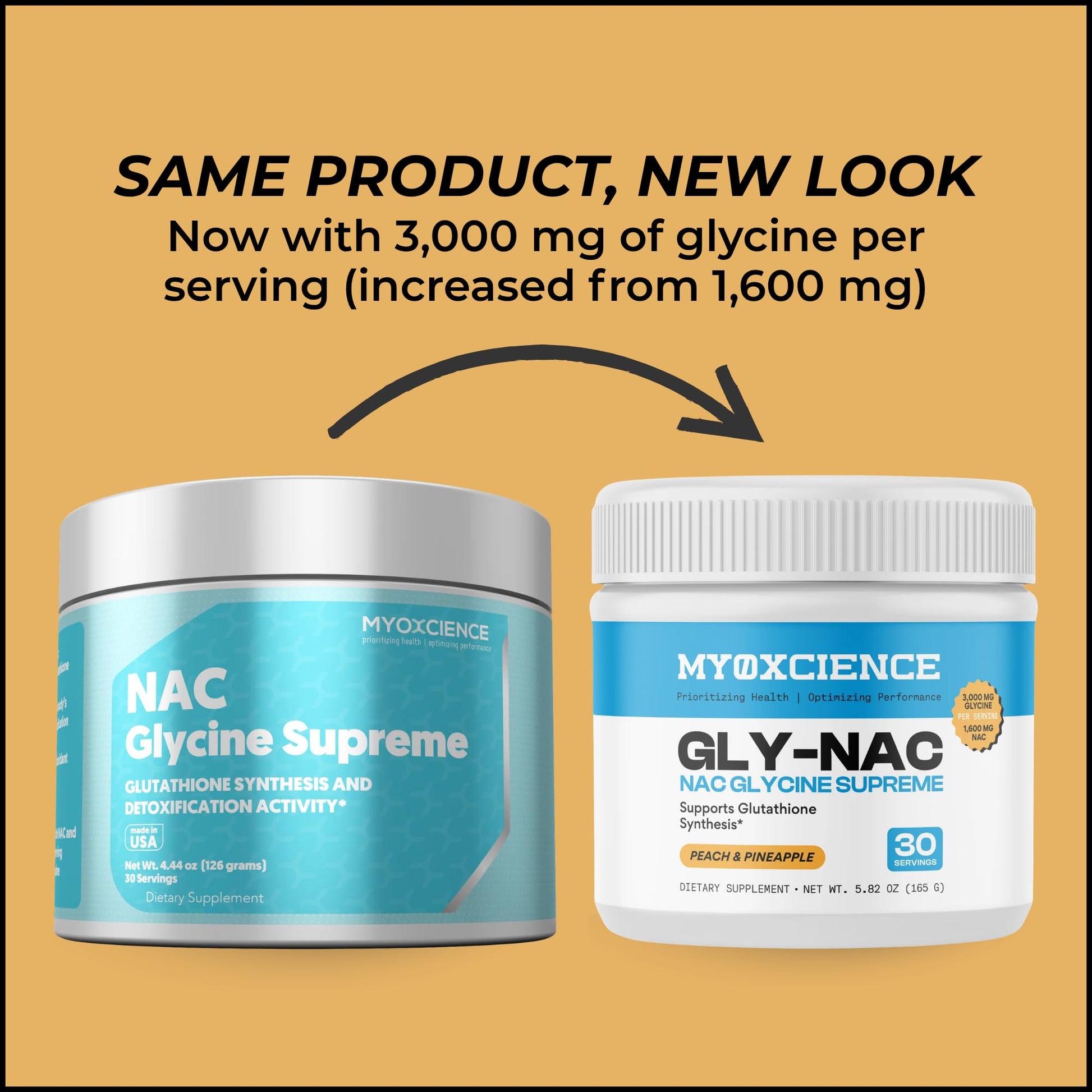 MYOXCIENCE NAC Glycine Supreme | N-Acetyl-L-Cysteine, Glycine, and Taurine Combination (Natural Peach and Pineapple Flavor) (30 Servings) - Maple Wellness Supplements