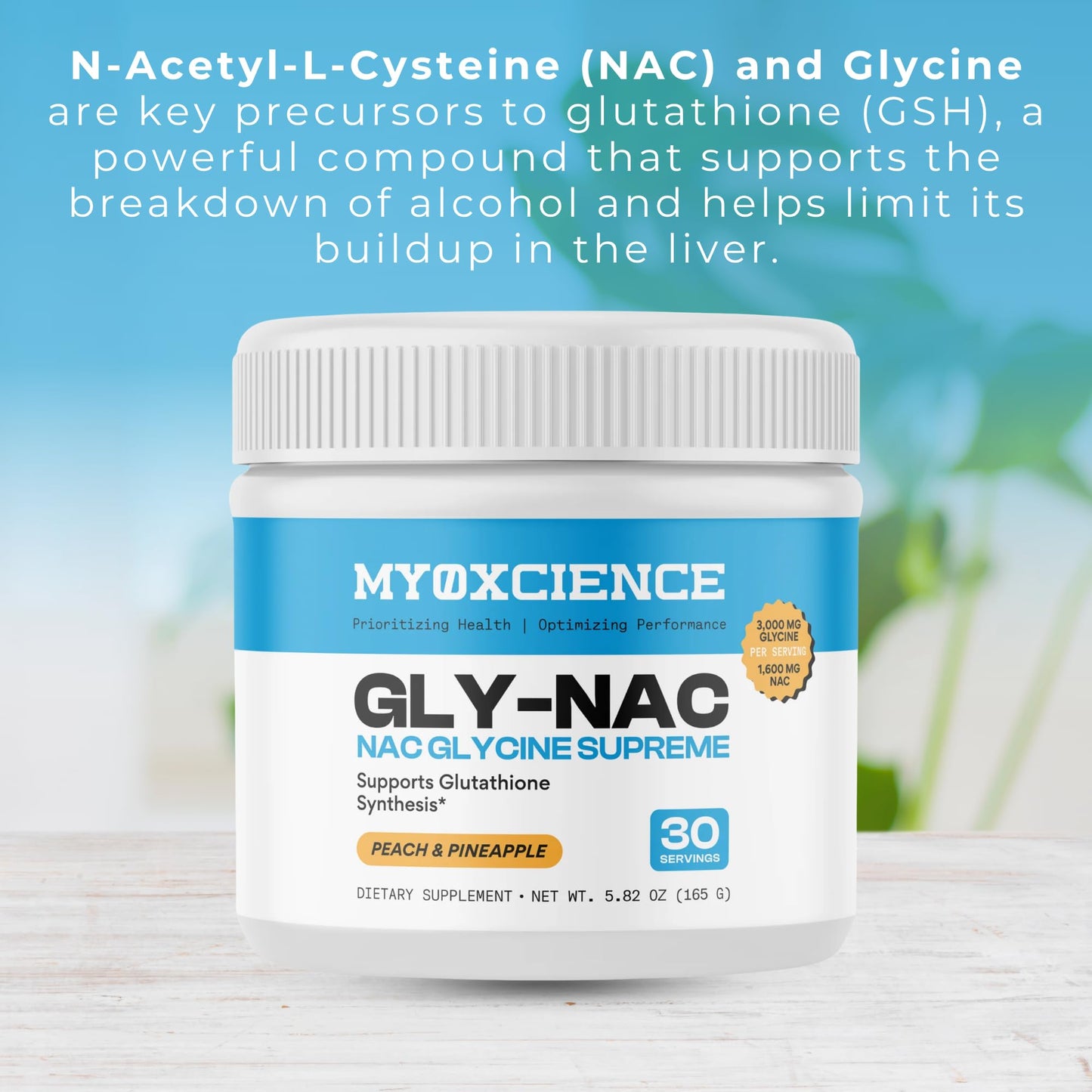 MYOXCIENCE NAC Glycine Supreme | N-Acetyl-L-Cysteine, Glycine, and Taurine Combination (Natural Peach and Pineapple Flavor) (30 Servings) - Maple Wellness Supplements