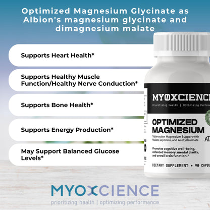 MYOXCIENCE Optimized Magnesium Glycinate + Magnesium Taurate (as ATAmag®) for High Brain Bioavailability to Support Stress Relief and Sleep | 30 Servings - Maple Wellness Supplements