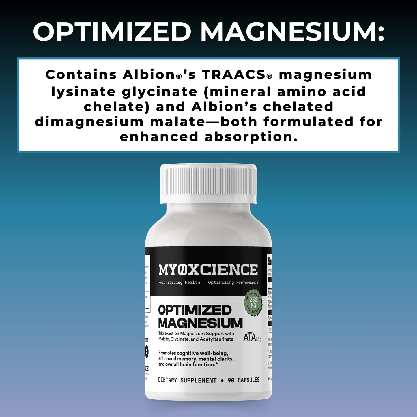 MYOXCIENCE Optimized Magnesium Glycinate + Magnesium Taurate (as ATAmag®) for High Brain Bioavailability to Support Stress Relief and Sleep | 30 Servings - Maple Wellness Supplements
