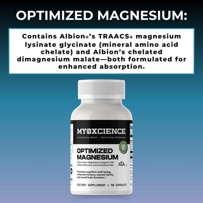 MYOXCIENCE Optimized Magnesium Glycinate + Magnesium Taurate (as ATAmag®) for High Brain Bioavailability to Support Stress Relief and Sleep | 30 Servings - Maple Wellness Supplements