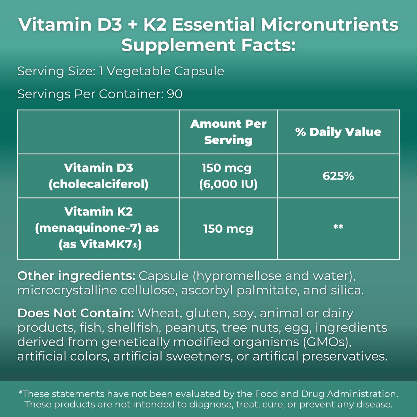 MYOXCIENCE Vitamin D3 + K2 Essential Micronutrients | Vitamin D3 5,000 IU | Vitamin K2 as MK-7 90 mcg (90 Vegetarian Capsules) - Maple Wellness Supplements