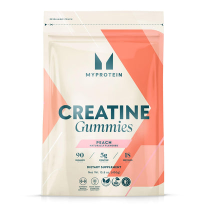 Myprotein Creatine Gummies, 5g Creatine Monohydrate per Serving, Peach, 90 Count, 18 Servings, Chewable Post/Pre Workout Strength & Recovery Sports Nutrition Supplement, Vegan, Non-GMO - Maple Wellness Supplements