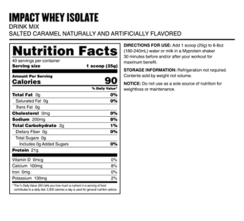 Myprotein Impact Whey Isolate Protein Powder (Caramel, 2.2 Pound (Pack of 1)) - Maple Wellness Supplements