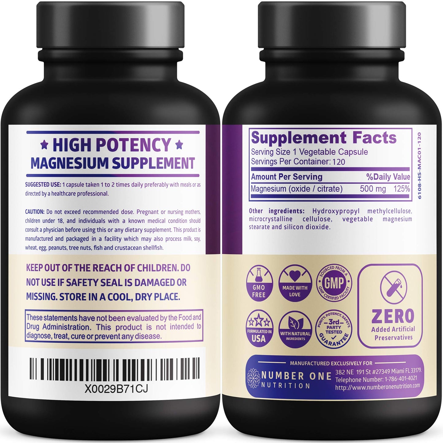 N1N Premium Magnesium Complex - High Absorption Magnesium Supplement for Women and Men to Support Regularity and Bone Health- 120 Veggie Capsules - Maple Wellness Supplements