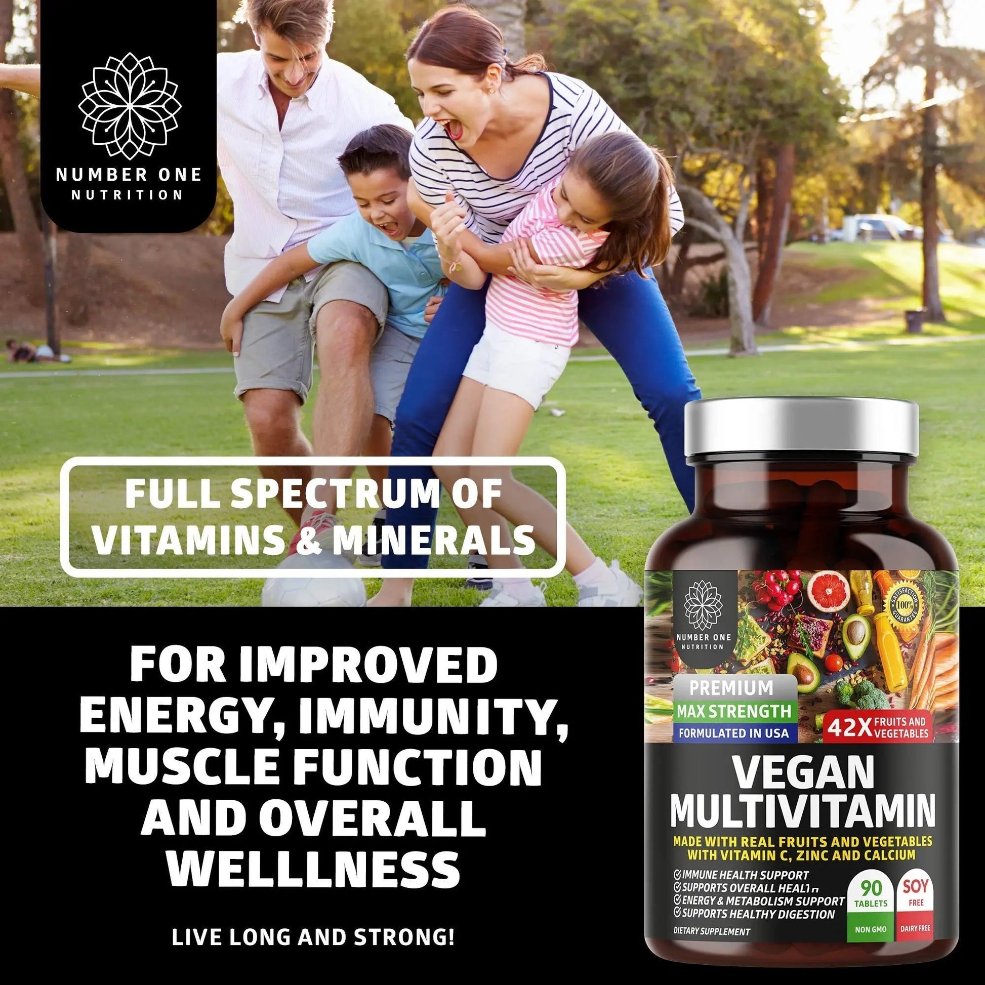 N1N Premium Plant Based Multivitamin [42 Powerful Ingredients] Men & Women Daily Multivitamins with Raw Veggies and Fruits, Probiotics - Maple Wellness Supplements