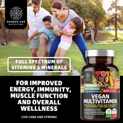 N1N Premium Plant Based Multivitamin [42 Powerful Ingredients] Men & Women Daily Multivitamins with Raw Veggies and Fruits, Probiotics - Maple Wellness Supplements