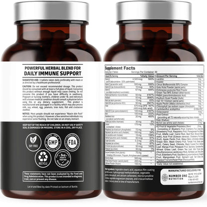 N1N Premium Plant Based Multivitamin [42 Powerful Ingredients] Men & Women Daily Multivitamins with Raw Veggies and Fruits, Probiotics - Maple Wellness Supplements