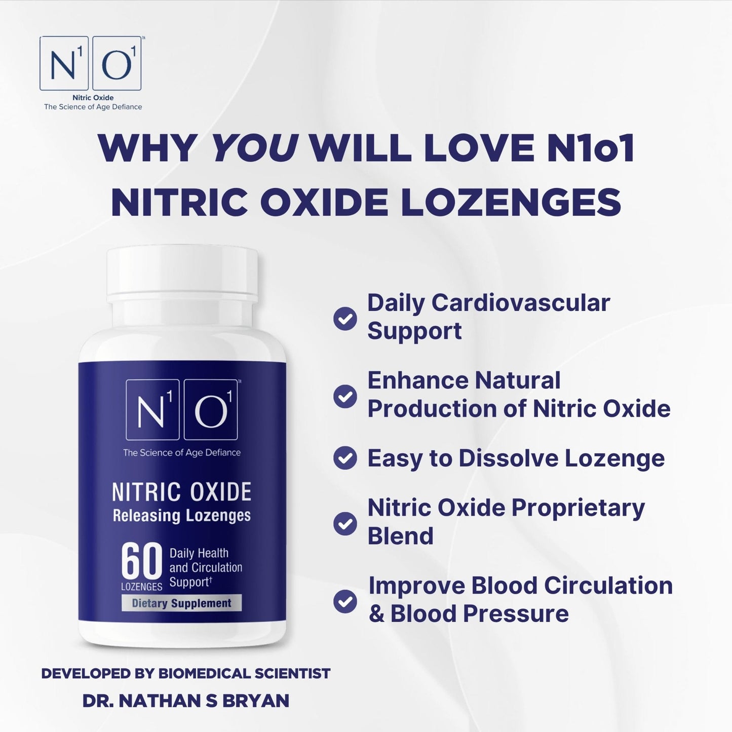 N1O1 Nitric Oxide Lozenges - 60 Count - Nitric Oxide Supplement for Heart Health, Circulation, Energy, Blood Flow, Oxygenation, Healthy Blood Pressure - Maple Wellness Supplements