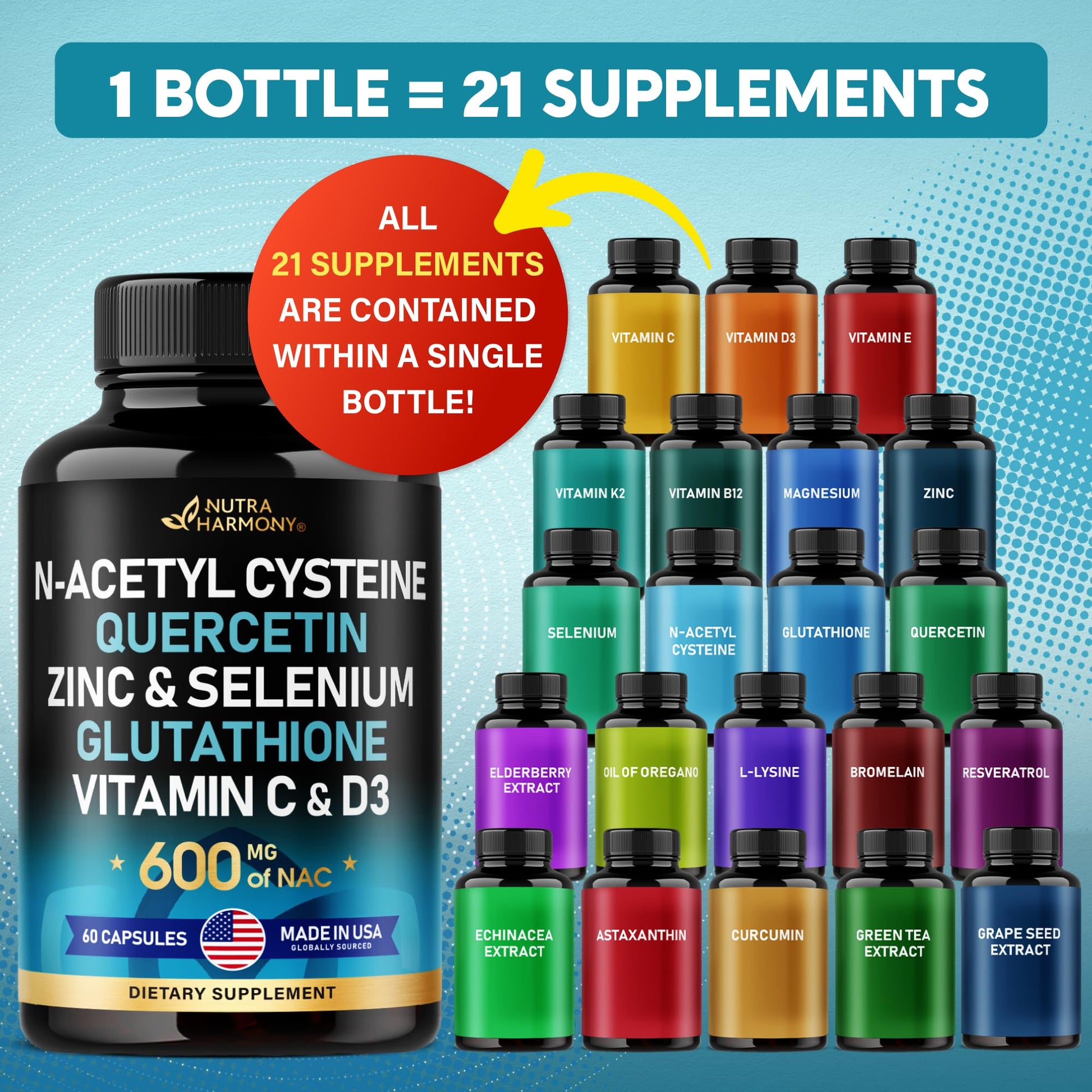 NAC 600 mg Supplement | Quercetin | Zinc | Glutathione | Selenium | Vitamin C & D3 - Maple Wellness Supplements