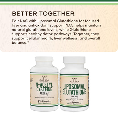 NAC Supplement (N-Acetyl Cysteine) - 99%+ Purity Tested - (1,000mg Per Serving 500mg Per Cap, 210 Capsules) (Third Party Tested) with Odor Masking Technology - Maple Wellness Supplements