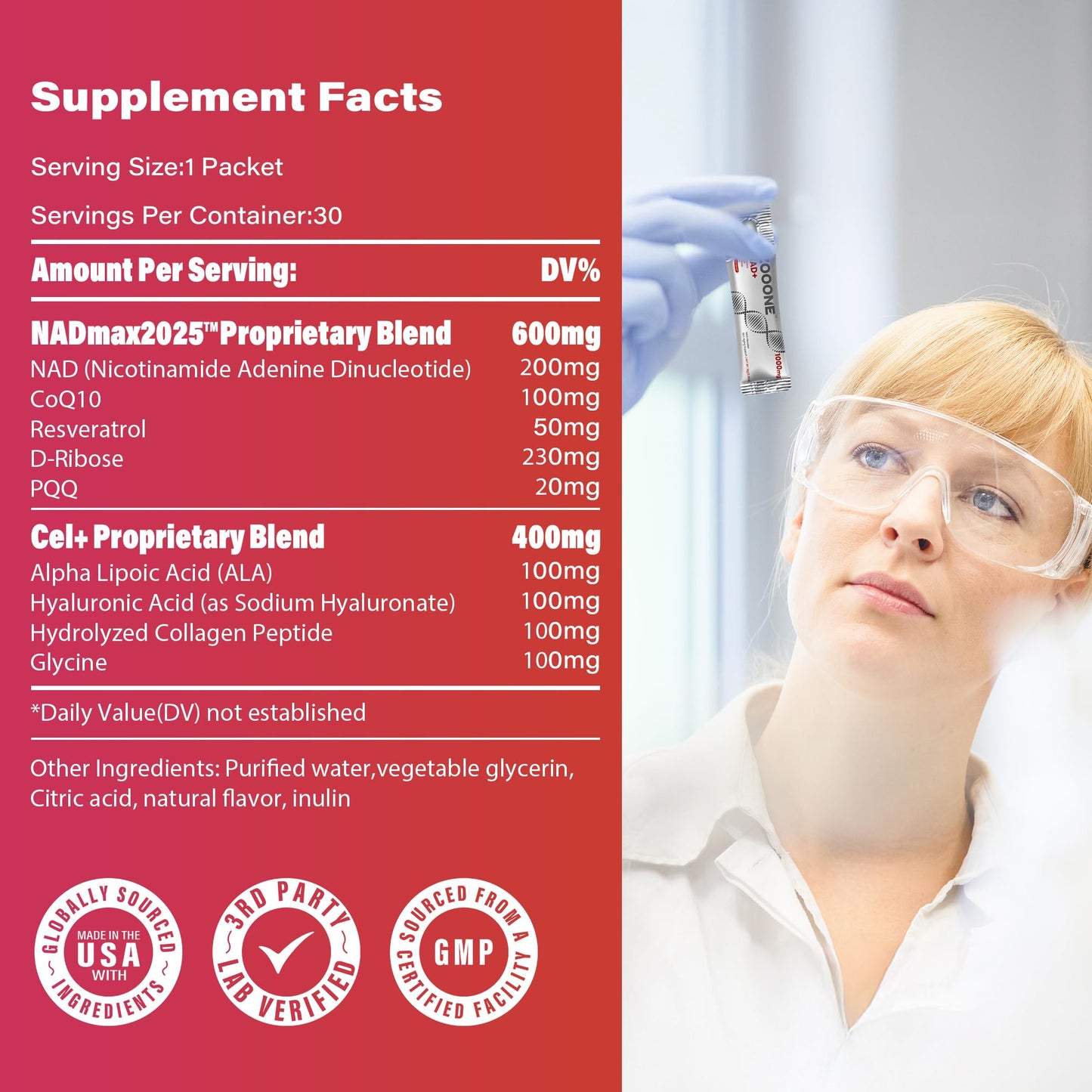 NAD+ 1000mg Liquid Packets Supplement - Premium Nicotinamide Riboside & Resveratrol for Cellular Energy,Advanced NAD Booster for Men & Women (90 Pocket) - Maple Wellness Supplements