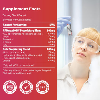 NAD+ 1000mg Liquid Packets Supplement - Premium Nicotinamide Riboside & Resveratrol for Cellular Energy,Advanced NAD Booster for Men & Women (90 Pocket) - Maple Wellness Supplements