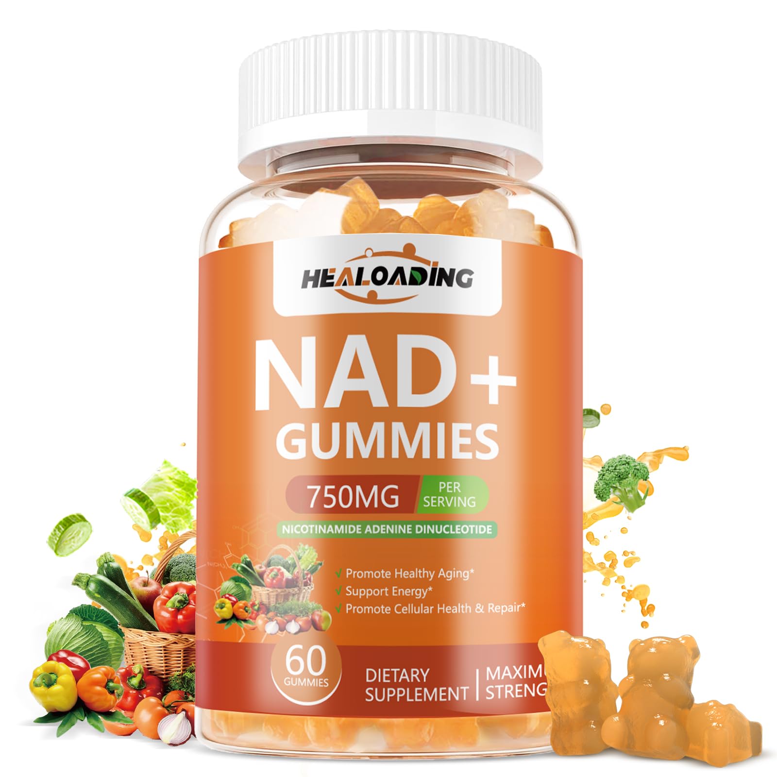 NAD+ Gummies NAD Resveratrol Supplement : NAD Supplements for Women Aging Defense Absorption Than Nicotinamide Riboside Boost Vitamin B3 D3 Sodium Zinc Support Cellular Health Energy and DNA Repair - Maple Wellness Supplements